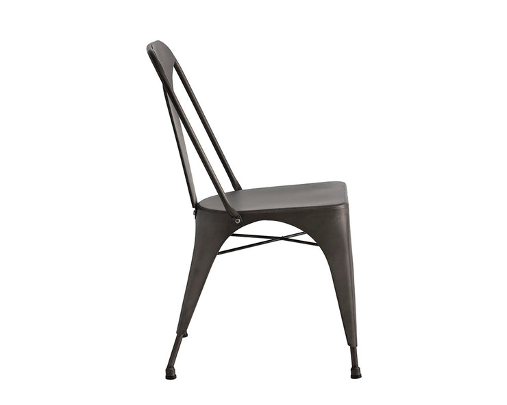 Chaise de salle à manger au style industriel - faite d'acier, enduite de poudre avec finition gris chaud foncé
