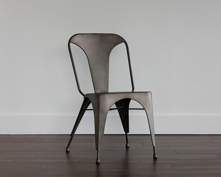 Chaise de salle à manger au style industriel - faite d'acier, enduite de poudre avec finition gris chaud foncé