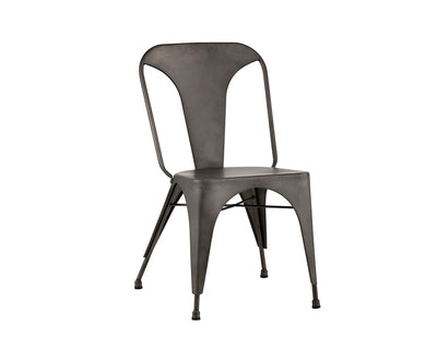 Chaise de salle à manger au style industriel - faite d'acier, enduite de poudre avec finition gris chaud foncé