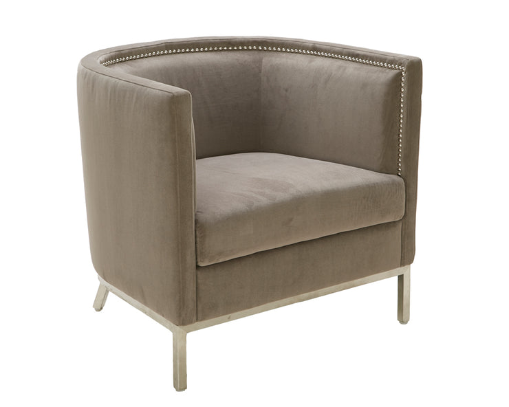Fauteuil élégant demi-tonneau - tissu gris, doux et résistant - dossie ...