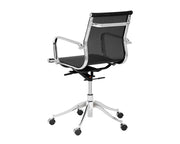 Chaise de bureau ultra contemporaine dotée d'un siège en filet noir réglable et d'une base en acier inoxydable
