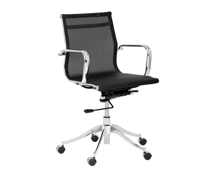 Chaise de bureau ultra contemporaine dotée d'un siège en filet noir réglable et d'une base en acier inoxydable