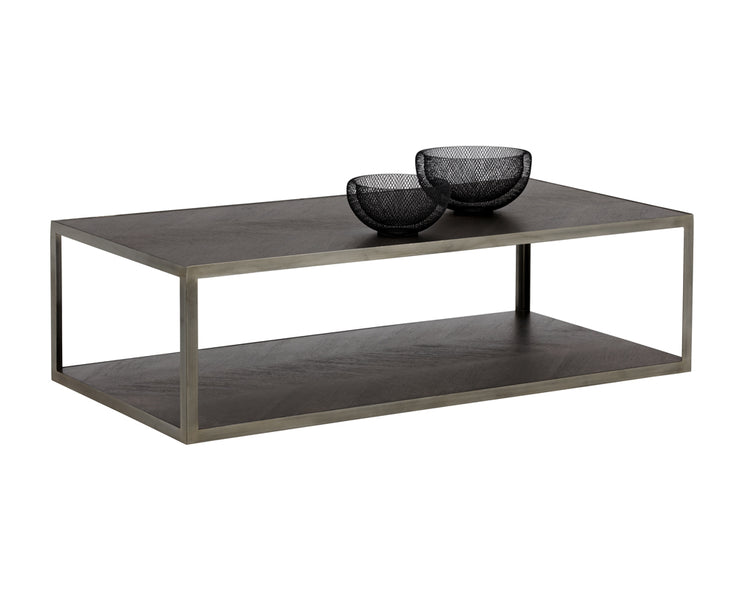 Table contemporaine rectangulaire en bois d'acacia - structure en acier fini laiton