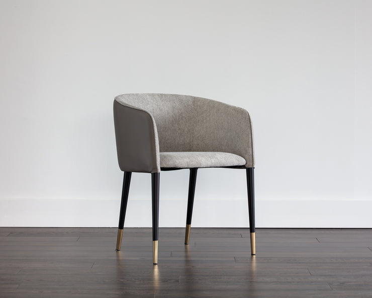 Chaise de salle à manger moderne demi-tonneau - tissu et effet cuir - plusieurs couleurs disponibles