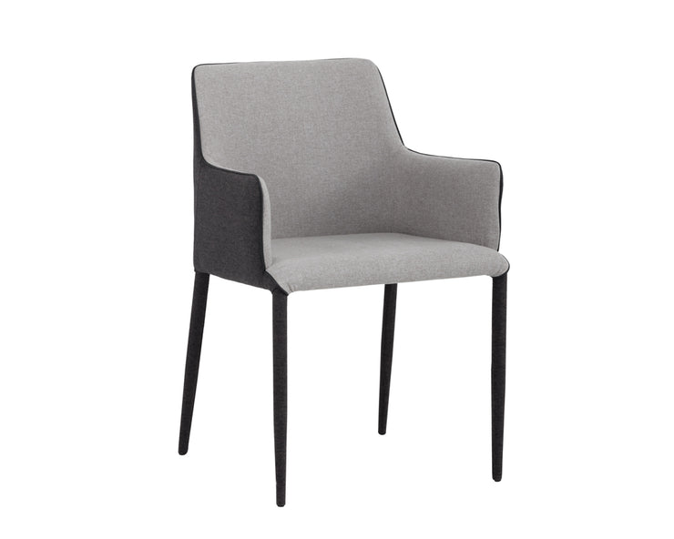 Chaise de salle à manger moderne - en tissu, bicolore - gris clair et gris foncé