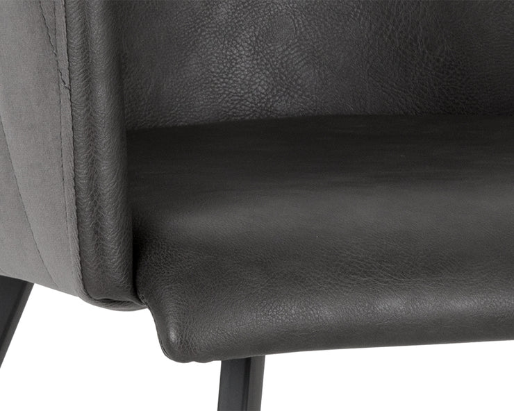 Chaise de salle à manger moderne - siège intérieur en cuir synthétique - dossier en tissu