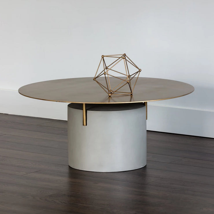 Table à café ronde en métal et béton