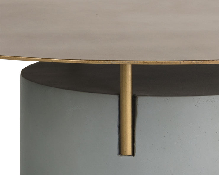 Table à café ronde en métal et béton