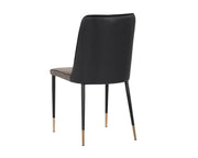 Chaise de salle à manger chic et moderne - pieds en acier noir et embouts en cuivre - plusieurs couleurs disponibles