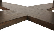 Table rustique carrée - plateau en verre et structure en bois d'acacia