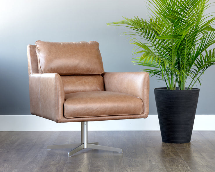 Chaise pivotante en cuir - confort garanti - base en acier inoxydable