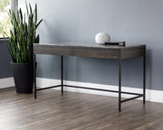Bureau moderne en bois de chêne gris anthracite - beau plateau en marbre gris