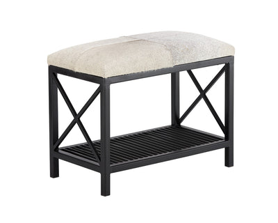 Ottoman avec siège en cuir de vache - étagère pour rangement - plusieurs couleurs disponibles