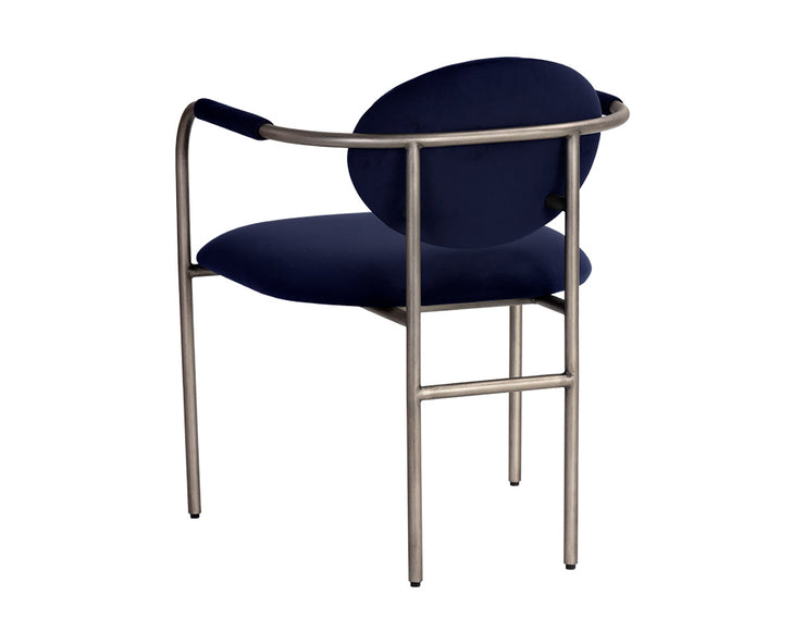 Chaise de salle à manger moderne à dossier ovale - base asymétrique - plusieurs couleurs disponibles