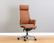 Chaise de bureau moderne avec appui-tête et accoudoirs - base en aluminium, fini argent