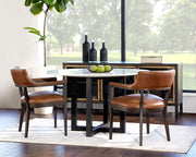 Chaise de salle à manger moderne en cuir à dossier ouvert - structure en bois de chêne massif - plusieurs couleurs disponibles