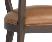 Chaise de salle à manger moderne en cuir à dossier ouvert - structure en bois de chêne massif - plusieurs couleurs disponibles