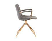 Chaise de bureau au design industriel avec une touche féminine - structure en acier inoxydable, fini doré