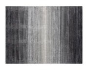 Tapis tissé à la main aux couleurs texturées de noir et de gris - mélange de viscose, de coton et de laine
