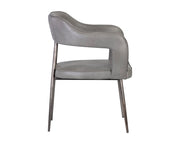 Chaise de salle à manger demi-tonneau au dossier ouvert - effet cuir - base en métal stylisée