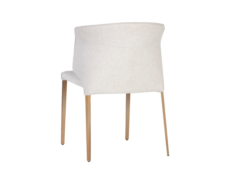 Chaise minimaliste au design raffiné - capitonnage à canaux verticaux - fine base en acier, fini laiton brossé