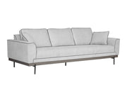 Canapé moderne en tissu gris clair - bordure gris anthracite - base en bois et en acier