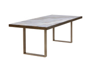 Somptueuse table munis d'un plateau en chêne et d'une surface en verre - structure en acier brossé