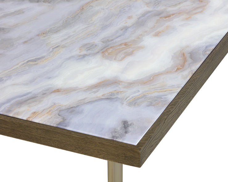Somptueuse table munis d'un plateau en chêne et d'une surface en verre - structure en acier brossé