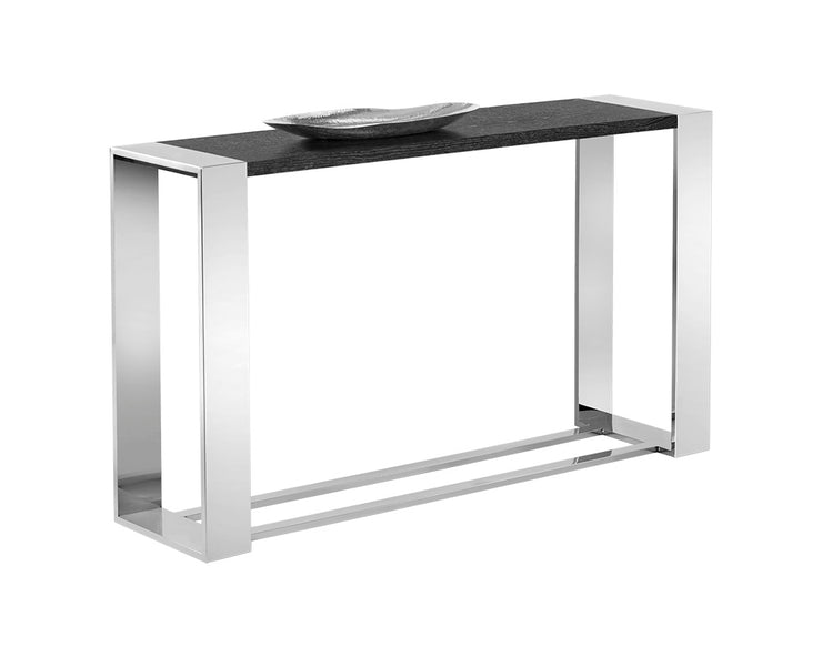 Table console moderne - bois de chêne allemand - structure en acier inoxydable complète le look