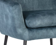 Fauteuil moderne - tissu bleu texturé - base en acier noir - plusieurs couleurs disponibles