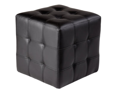 Ottoman cubique capitonné à prix imbattable - effet cuir - plusieurs couleurs disponibles