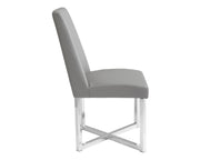 Chaise de salle à manger contemporaine - base croisée en acier inoxydable poli - plusieurs couleurs disponibles