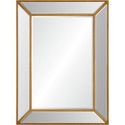 Miroir intemporel et parfait pour tout décor - orné de perles délicates avec finition à la feuille d'or
