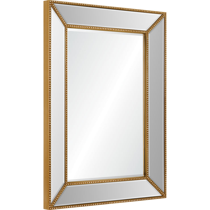 Miroir intemporel et parfait pour tout décor - orné de perles délicates avec finition à la feuille d'or