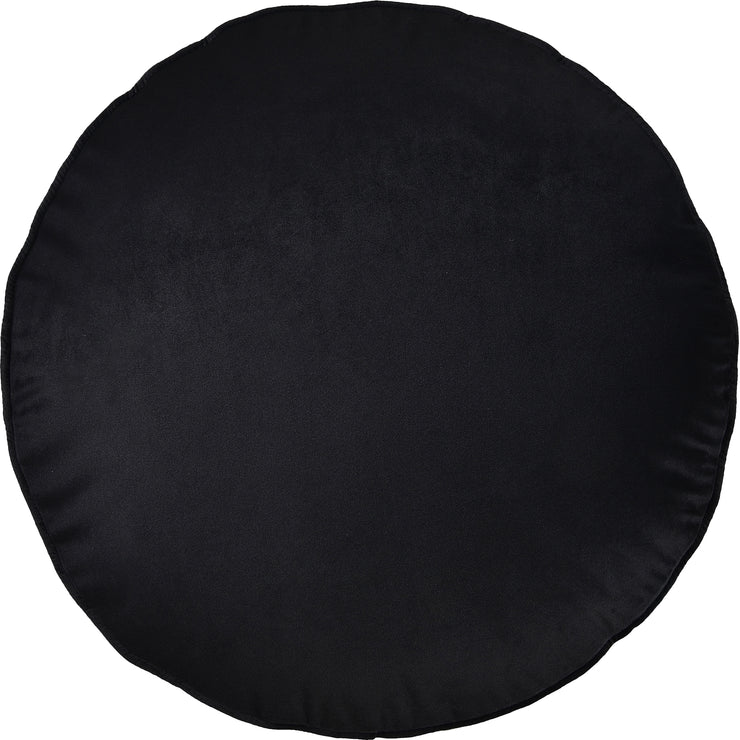 Coussin noir circulaire combinant polyester et velours - usage polyvalent - 95% plume 5% de duvet