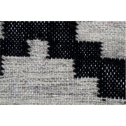 Tapis tissé à la main style navajo, beige et noir - laine, polyester et coton
