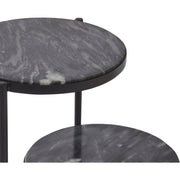 Table intérieure ou extérieure à la fois classique et actuelle - plateaux de marbre noir - structure en fer