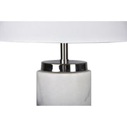 Lampe de table avec base en marbre blanc - abat-jour en lin blanc cassé