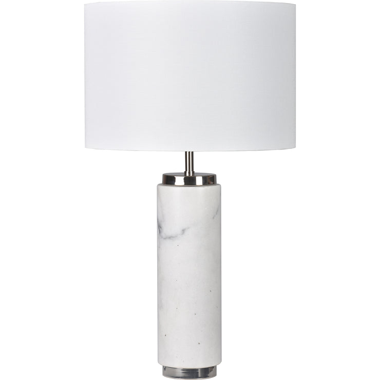 Lampe de table avec base en marbre blanc - abat-jour en lin blanc cassé