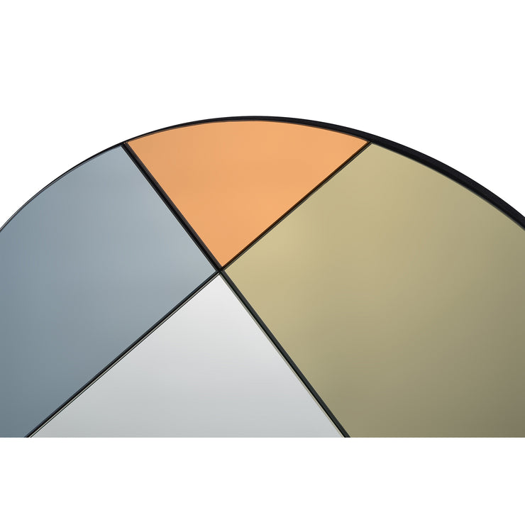 Miroir design, teinté gris, or et orange